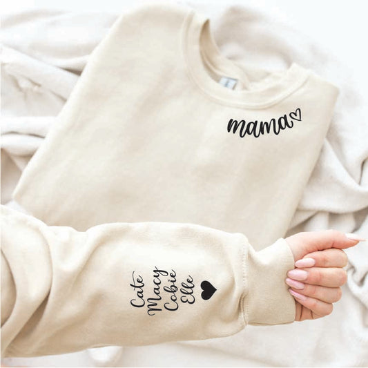 Mama sweatshirt | Kids names on sleeve